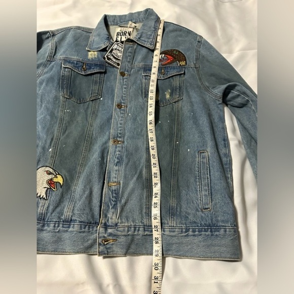 Born Fly Tint Wash Embroidered Jacket Denim Trucker Gadwall 2X Eagle New w Tags - Picture 3 of 13